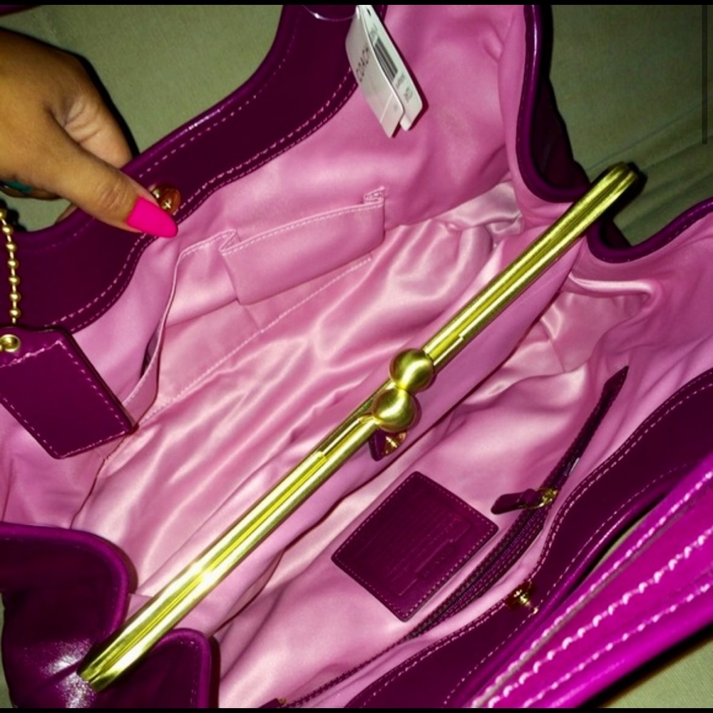 NWT Authentic coach purse fuchsia color with pink interior
